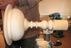 The spindle has been turned and the top tested for fit